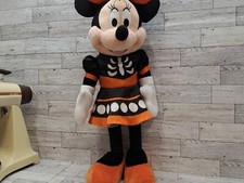 Disney Halloween Minnie Mouse Plush STANDING Greeter, Orange Blk Skeleton Outfit