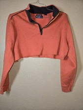 Daniel Cremieux Classics 1/4 Zip Pullover Sweater Large Cut Off Crop Top