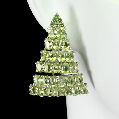 925 Sterling Silber Ohrringe Oval Peridot Chrom Diopsid Edelstein Schmuck