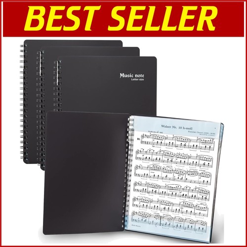 3-Pack Black Sheet Music Folder – 80 Pages Organizer for Musicians and Educators