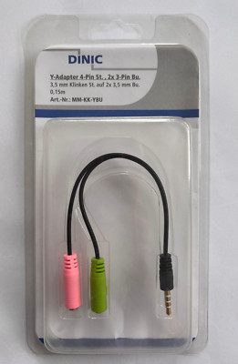 DINIC Y-Adapter 4-Pin St., 2x3-Pin Buchse, 15cm, ArtNr: MM-KK-YBU 208854/6