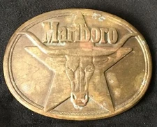 Vintage Marlboro Solid Brass Belt Buckle Philip Morris 1987