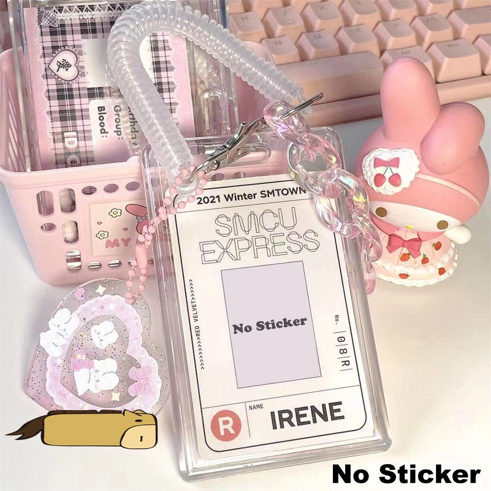 Cute Bus ID Card Holder Photo Case Badge Retractable Spring