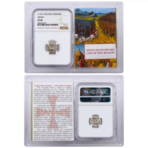 1139-1339 Italy, Republic of Genoa Silver Denaro NGC XF40 (Story Vault)...