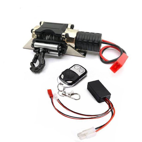 Metall Seilwinde Winch+Controller für 1:10 SCX10 TRX-4 HSP Redcat RC Crawler Car