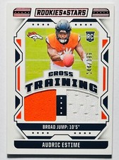 2024 Rookies & Stars Football Audric Estime Cross Training Mem RC /399 Broncos