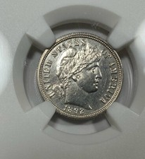 RARE: 1892 PROOF SILVER BARBER DIME - Proof Mintage 1245