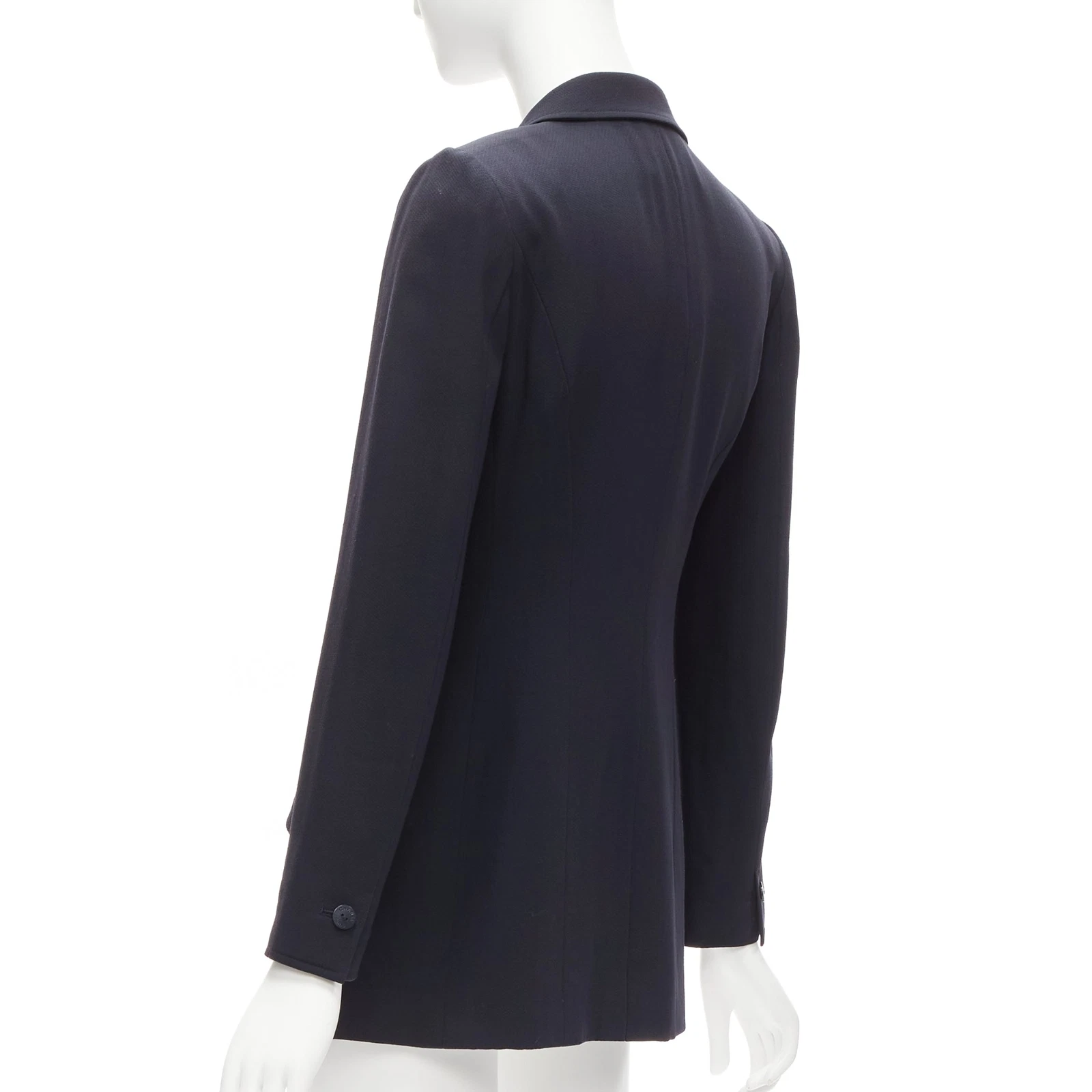Giacca CHANEL Karl Lagerfeld 98A vintage lana marina bottoni CC FR36 S