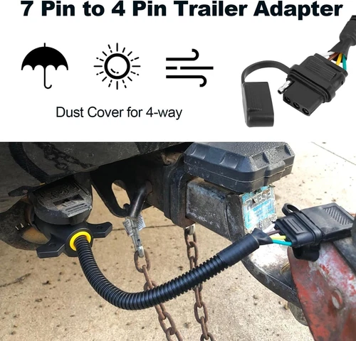 Truck RV Blade 7-Way to 4-Way Flat Trailer Wiring Adapter Connector Plug 7/4 Pin - Bild 7 von 10