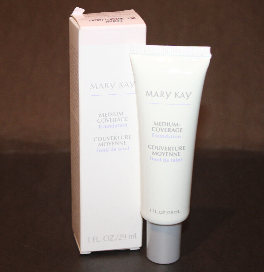 MARY KAY Medium-Coverage Foundation Ivory 202 Liquid 1 fl. oz 356800 Retired NIB