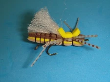 FLY FISHING FLIES - Tan Foam HALF-BREED HOPPER size #10 (6 pcs.)
