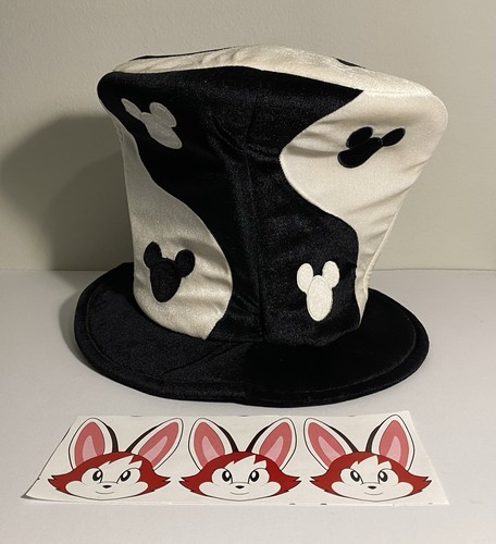 Disney Parks Mad Hatter Hat Mickey Mouse Black White Yin Yang Adult Size - Picture 1 of 9