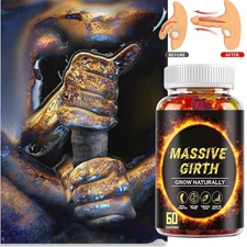 #1 BEST-MALE ENLARGER THICKER LONGER BIGGER 4" GROWTH ENLARGEMENT 60 GUMMIES