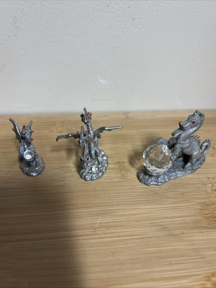 6 VTG Spoontiques Pewter Fantasy Figurine Lot – Dragons/Knights 84-89 With Box - image 3 of 4