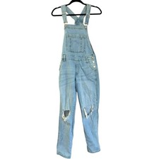 Celebrity Pink Distressed Western Overalls Women's XS Boho Hippie Casual Denim