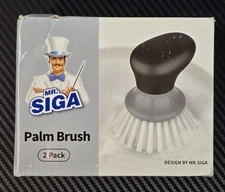 Mr Siga Palm Dish Brush with Ergonomic Handle Grey Pack of 2 *Damage Box