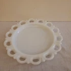 Anchor Hocking Vintage Scalloped Lace Edge Milk Glass 8" Dish Plate