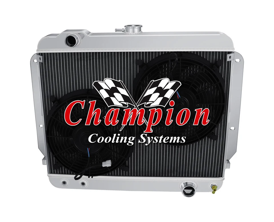 Radiador ER Champion 3 filas con 2 ventiladores de 12" para Chevrolet Bel Air 1969 1970 aire acondicionado Foto 3 de 4