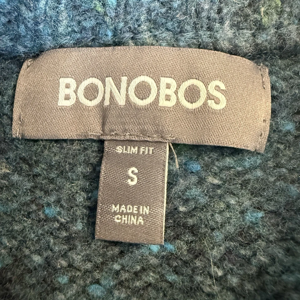 Suéter masculino Bonobos pequeno azul-petróleo slim fit lã merino alpaca mistura cotovelo remendos - Imagem 3 de 4