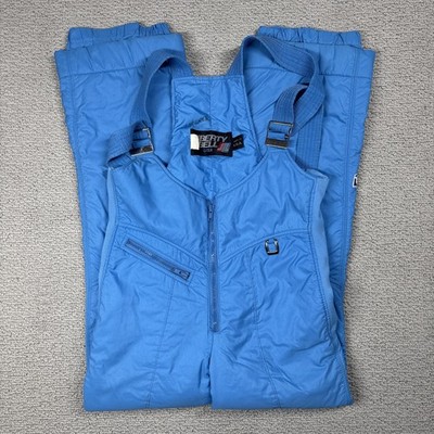 Liberty Bell Blue Puffer Snow Bibs Ski Overalls Size 10 Made in USA Vintage