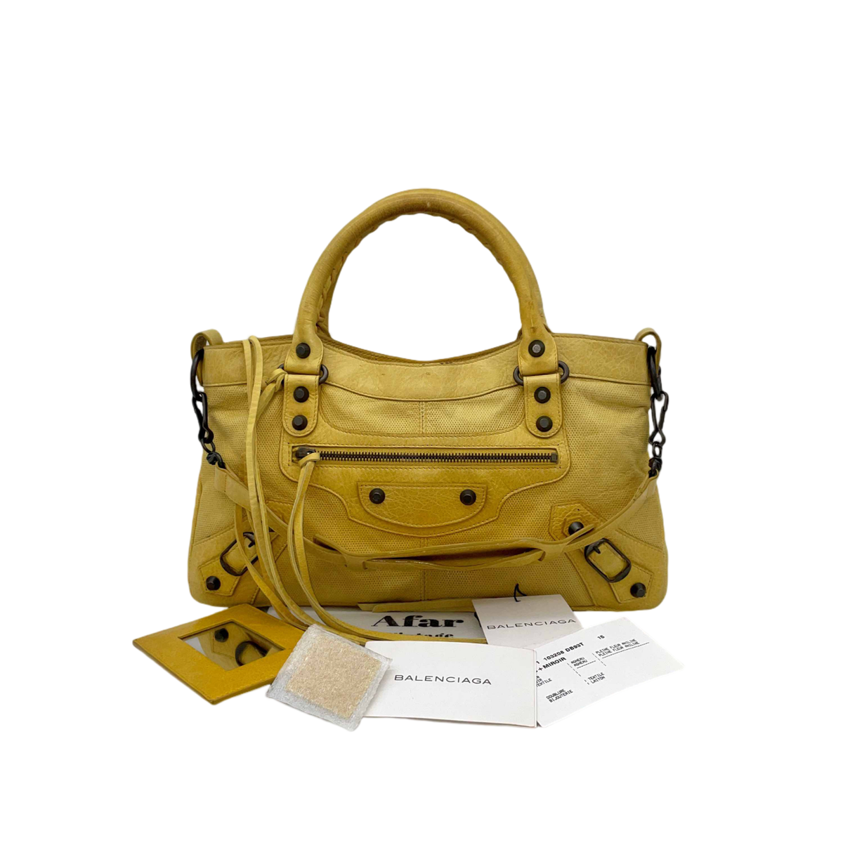 RAREAuth Balenciaga Punching Leather Le City First 2Way Hand Bag