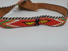 Vtg Youth Western Beaded Leather Belt Native American Thunderbird 36"