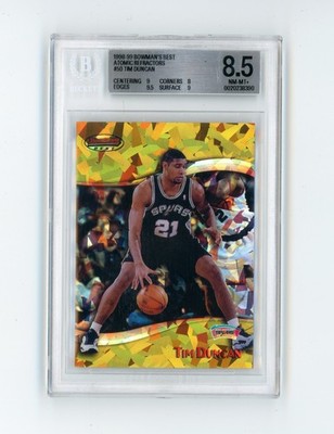 1998-99 Bowman's Best Tim Duncan #50 Atomic Refractor /100 BGS 8.5 NM-MT+