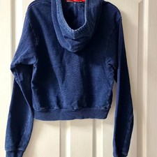Indigo Denim Crop Hoodie Sweatshirt for Women