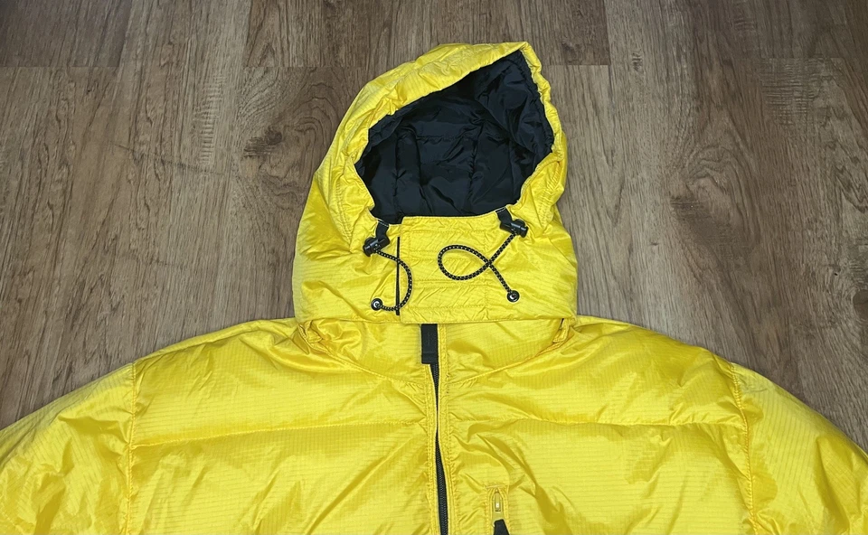 Chaqueta acolchada vintage Gap para hombre talla grande amarilla pluma plumón capucha años 90 Y2K Foto 3 de 4