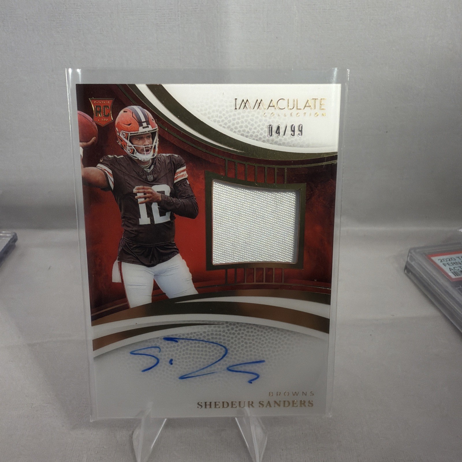 Shedeur sanders 2025 immaculate - rookie patch autographs 04/99 corner dmg