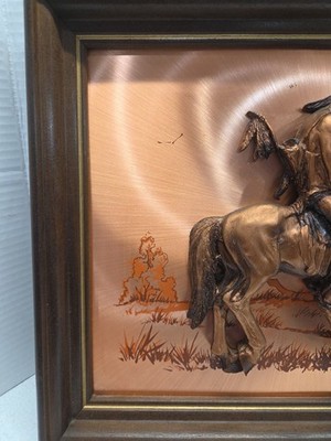 John Louw 3D Copper Picture End of the Trail Indian Wall Art