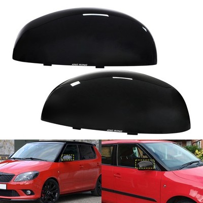 2x Schwarz Glänz Spiegelkappen Außenspiegelkappen für Skoda Fabia II Roomster 5J