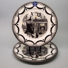 Set of 2 - Royal Stafford Halloween Witch & Cat Haunted Home 11" Dinner Plate