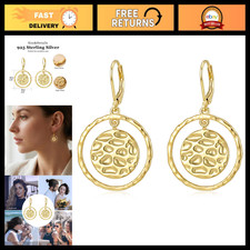 14K Gold Plated Sterling Silver Dangle Earrings for Women, Elegant Jewelry Gift