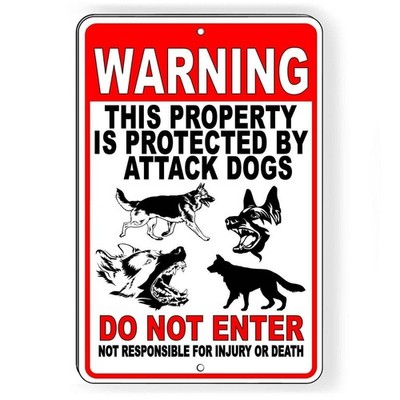 Warning Property Protected By Attack Dogs Do Not Enter Sign /Decal  Beware BD043