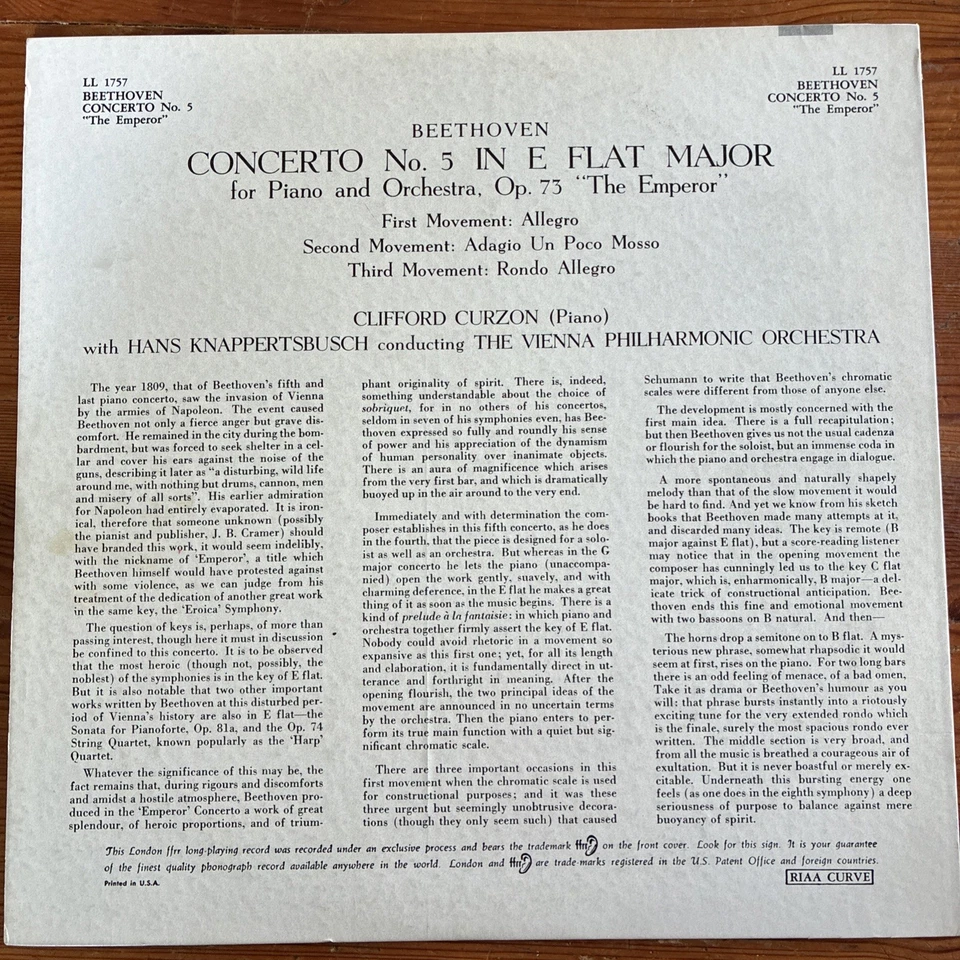 Curzon, Beethoven, The Vienna Philharmonic Orchestra∙Hans Knappertsbusch Emperor Foto 2 de 4