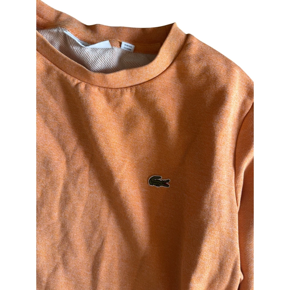 Sudadera deportiva Lacoste naranja cuello redondo pequeña logotipo de cocodrilo talla 40 Foto 3 de 4