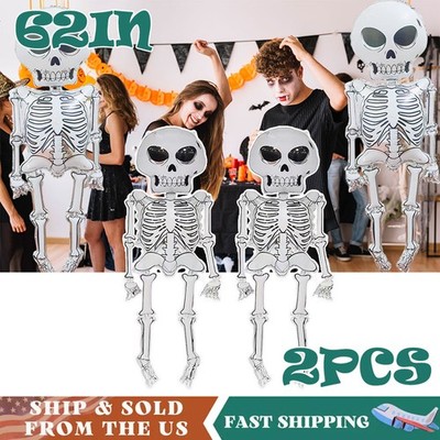 62in Halloween Balloon Set 2PCS Skeleton Foil Balloons Party Decor for Home Kids