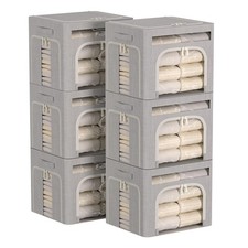 6 Pack Foldable Storage Bins for Clothes Clothes Storage Bins with Metal Fram...