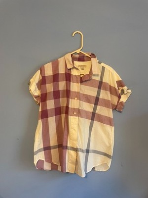 Burberry Brit Nova Check Button Ups Shirt Pink Women s Size M