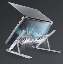 Laptop Cooling Stand with Dual RGB Fans, 7-Level Adjustable Height, Aluminum ...
