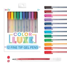 Color Luxe 12 Pack Fine Tip Gel Pens 0.7mm Smooth Writing Vibrant Colors