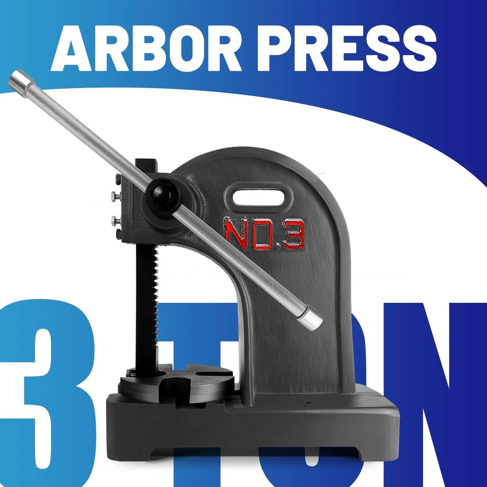 Prensa de eje manual 3 toneladas prensa de escritorio manual palanca rodamientos montables hierro fundido Foto 3 de 4