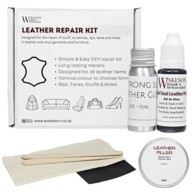 SCHWARZES Leder Reparaturset - Möbel Sofa Autositz Couch Schrammen Kratzer Löcher