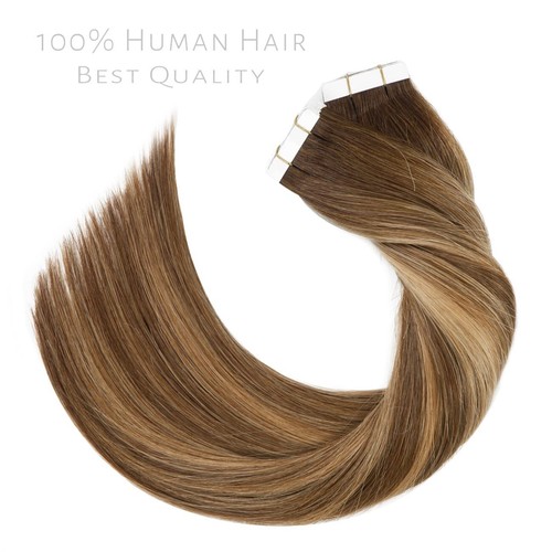 LacerHair braun bis karamellblond Echthaar ext 18" 100g 40 Stück R#4 - 4/27 - Bild 3 von 9