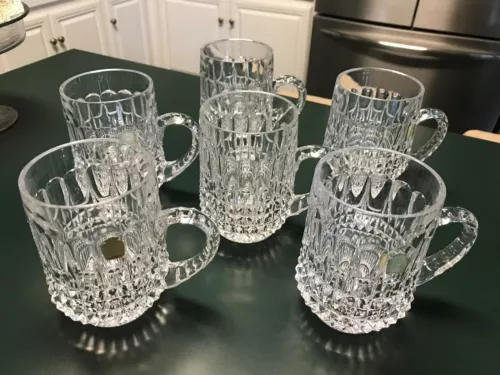 Nachtmann Bleikristall 24% Lead Crystal Beer Mugs Tankards Germany Set Of 6