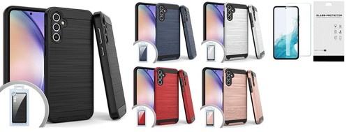 FOR Samsung Galaxy A54 5G S546VL Metallic Brush Case Cover + Tempered Glass - 第 1/6 張圖片