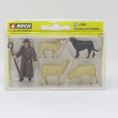Noch O 17901 Shepherd Dog Sheep Herder Rural Farm Scenery Farming Figure Set