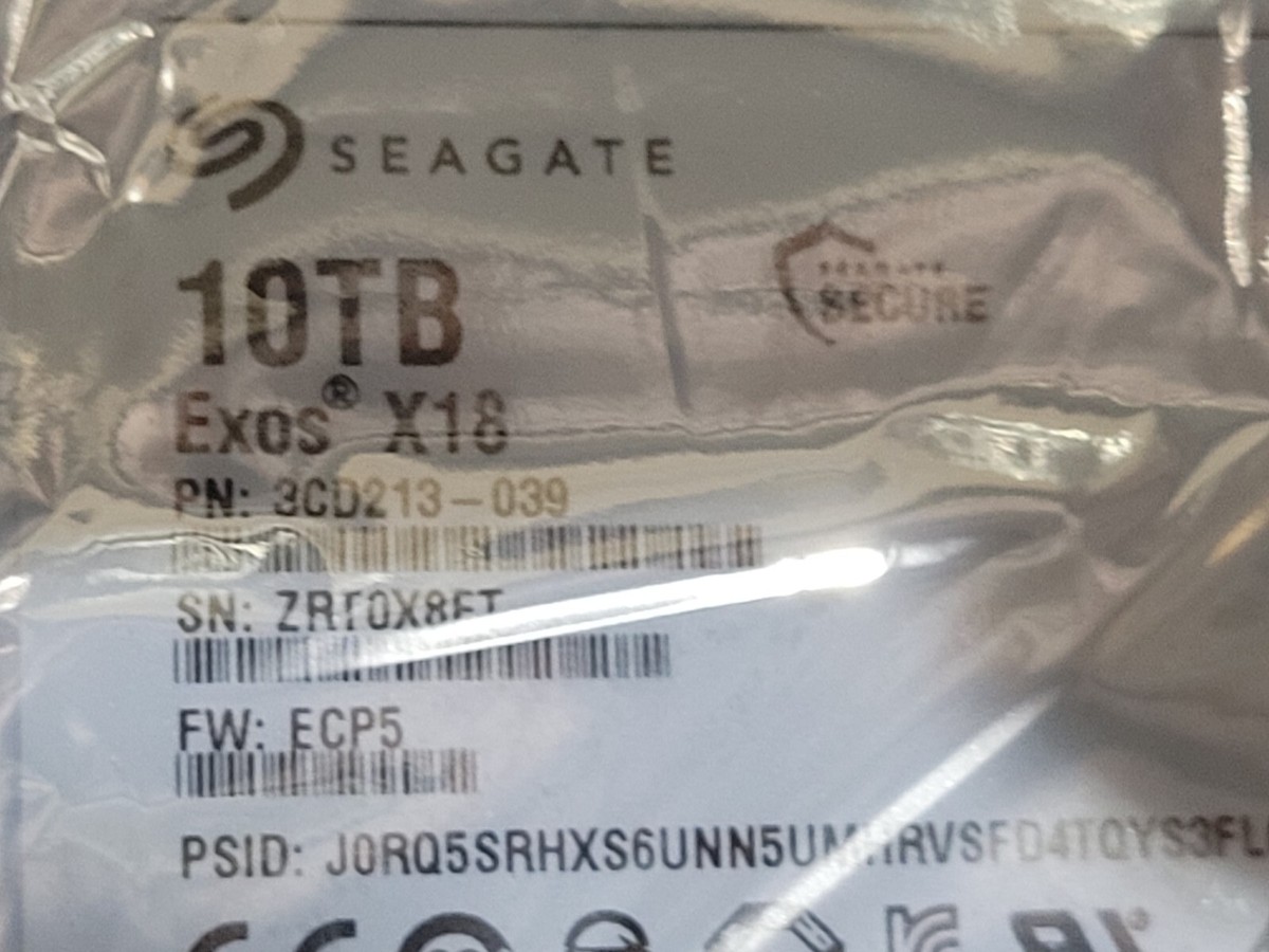 Seagate ST10000NM014G Exos X18 10TB 7.2K RPM SAS 3.5