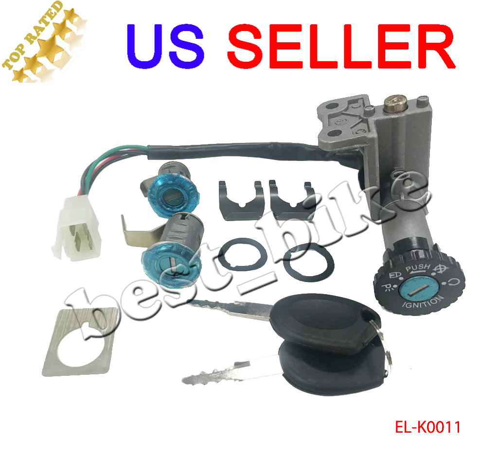 【 Canl  】 4 Pin Wire Key Ignition Switch Set Scooter Moped 49 50 cc 110 150